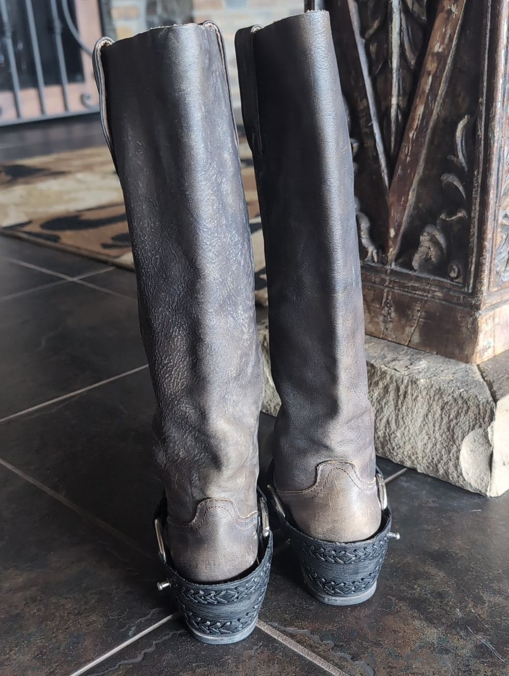 Freebird by Steven Timber Stone w Black 🖤 Harness Tall Leather Riding Boots - Picture 5 of 16